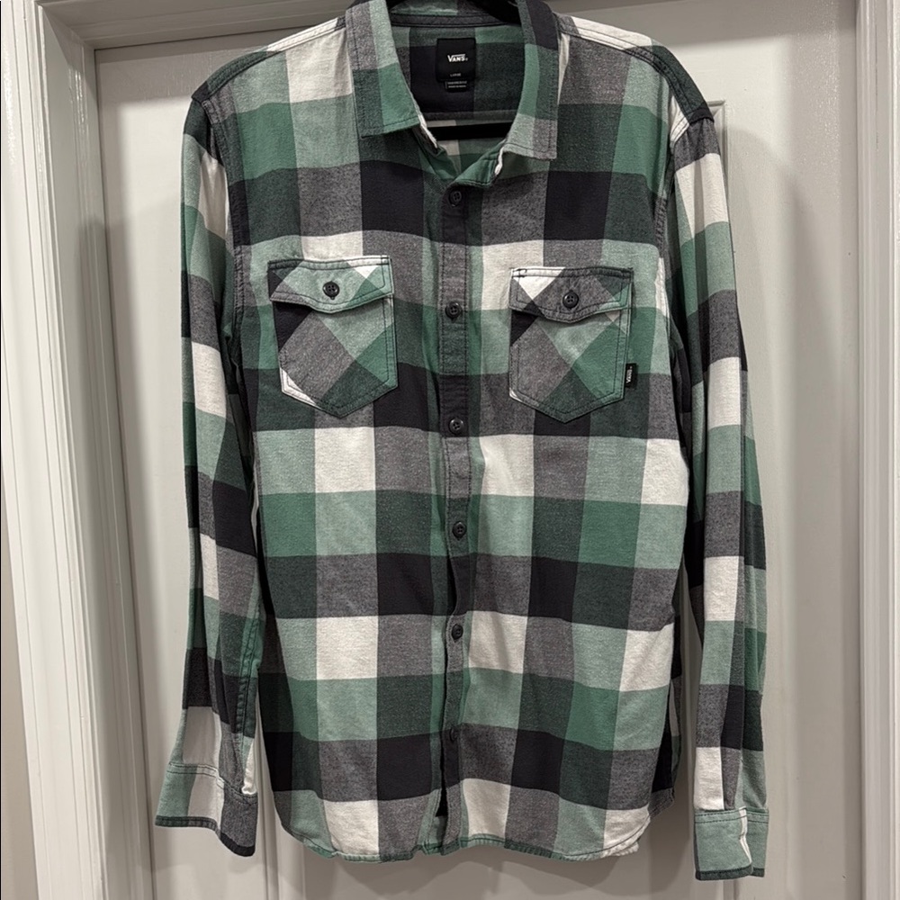 Vans Green and Black Plaid Men's Shirt